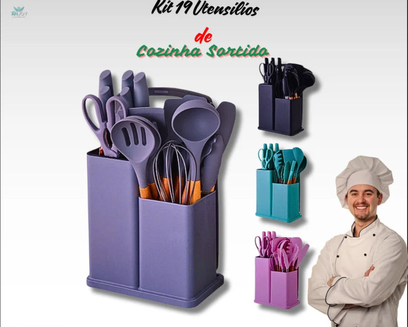 Kit Completo com 19 Utensílios Essenciais de Cozinha-Ferramentas de Alta Qualidade para Facilitar o Seu Dia a Dia