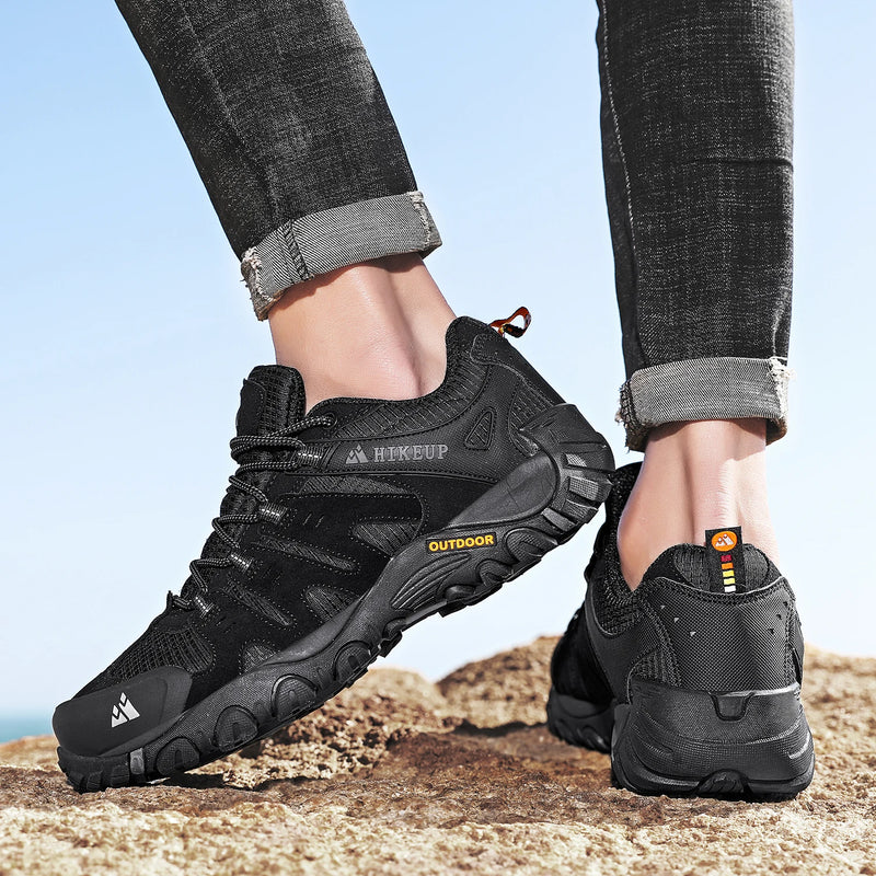 HIKEUP Sapatos de caminhada masculinos Resistente ao desgaste