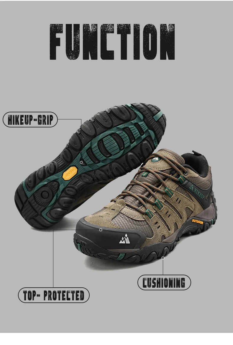 HIKEUP Sapatos de caminhada masculinos Resistente ao desgaste