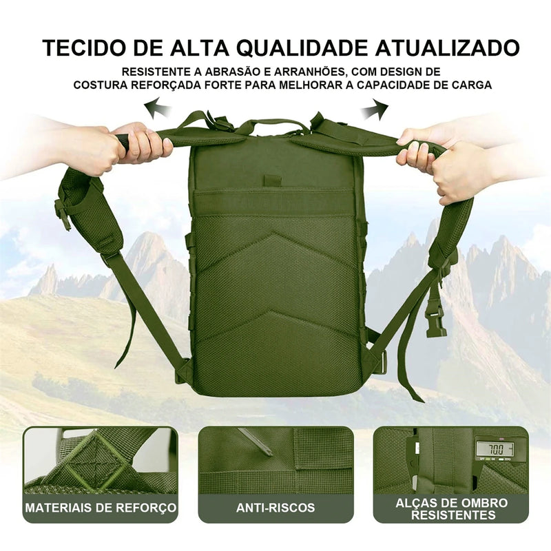 Mochila tática militar, à prova d'água, 50L, esportiva, camping, caminhadas, trekking, pesca, caça, assalto