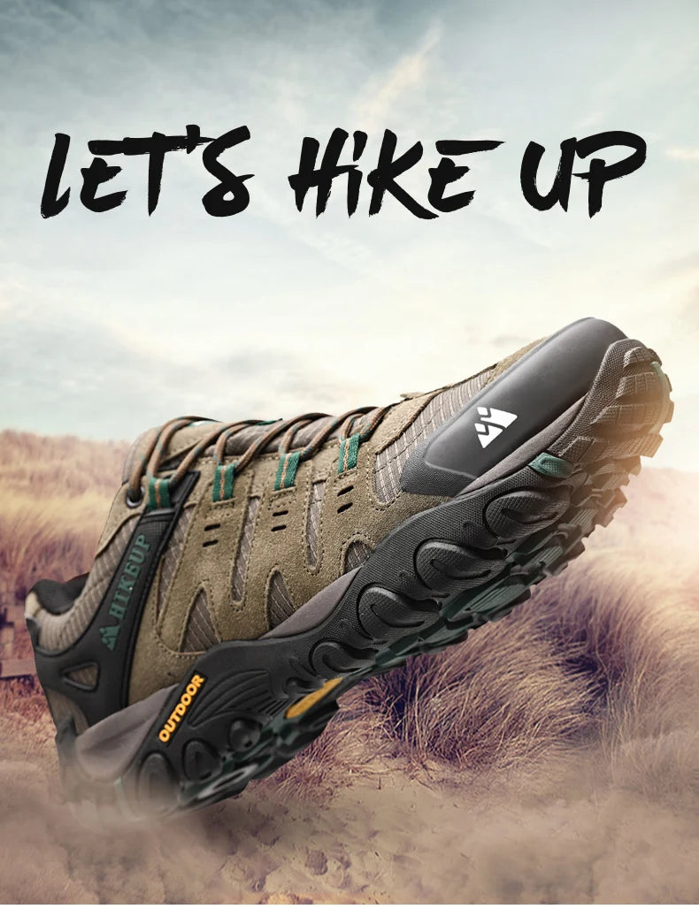 HIKEUP Sapatos de caminhada masculinos Resistente ao desgaste