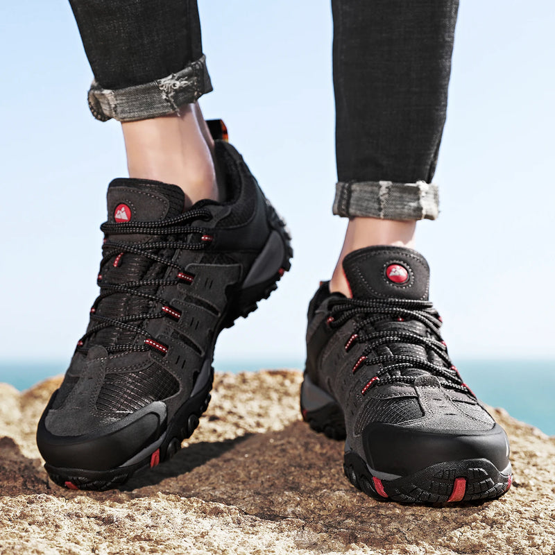 HIKEUP Sapatos de caminhada masculinos Resistente ao desgaste