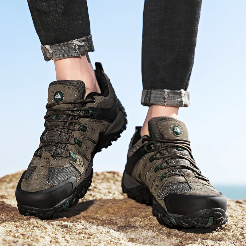 HIKEUP Sapatos de caminhada masculinos Resistente ao desgaste