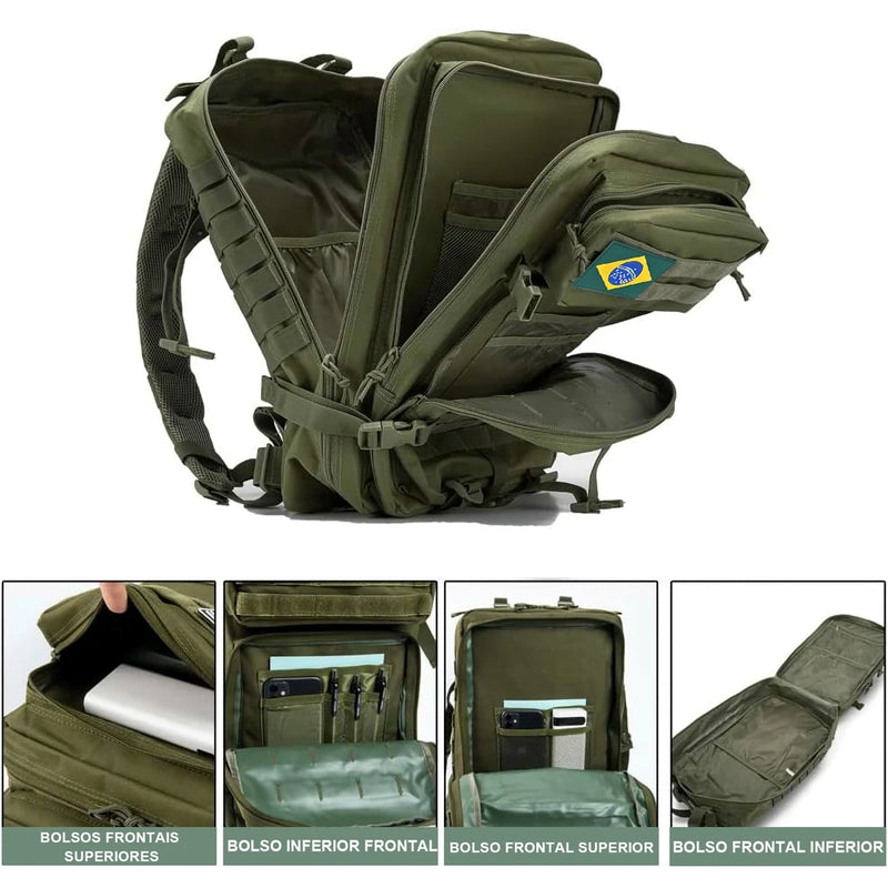 Mochila tática militar, à prova d'água, 50L, esportiva, camping, caminhadas, trekking, pesca, caça, assalto