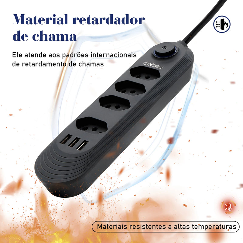 110-220V 10A 2M 2500W USB Tomada Extensão Elétrica Extensão Elétrica Brasil Plugue Água Plugue Eudy USB