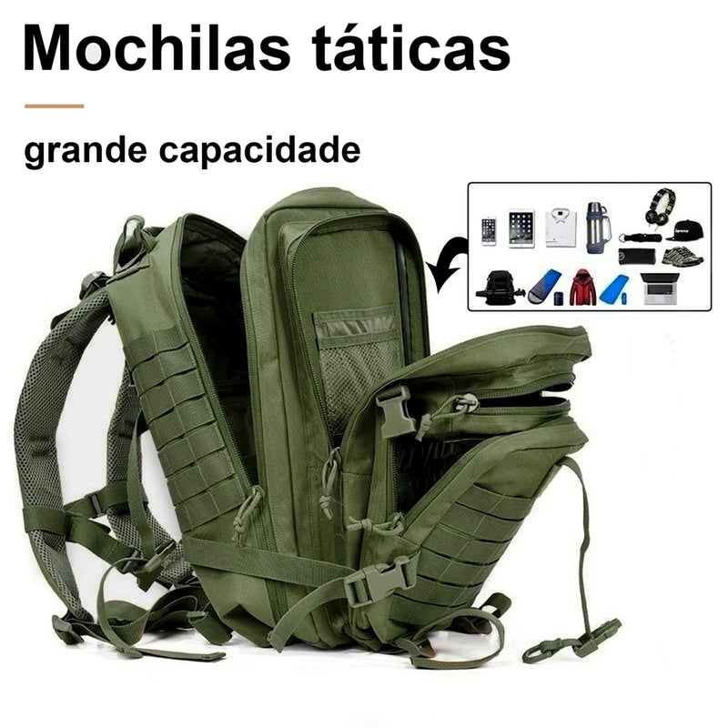 Mochila tática militar, à prova d'água, 50L, esportiva, camping, caminhadas, trekking, pesca, caça, assalto